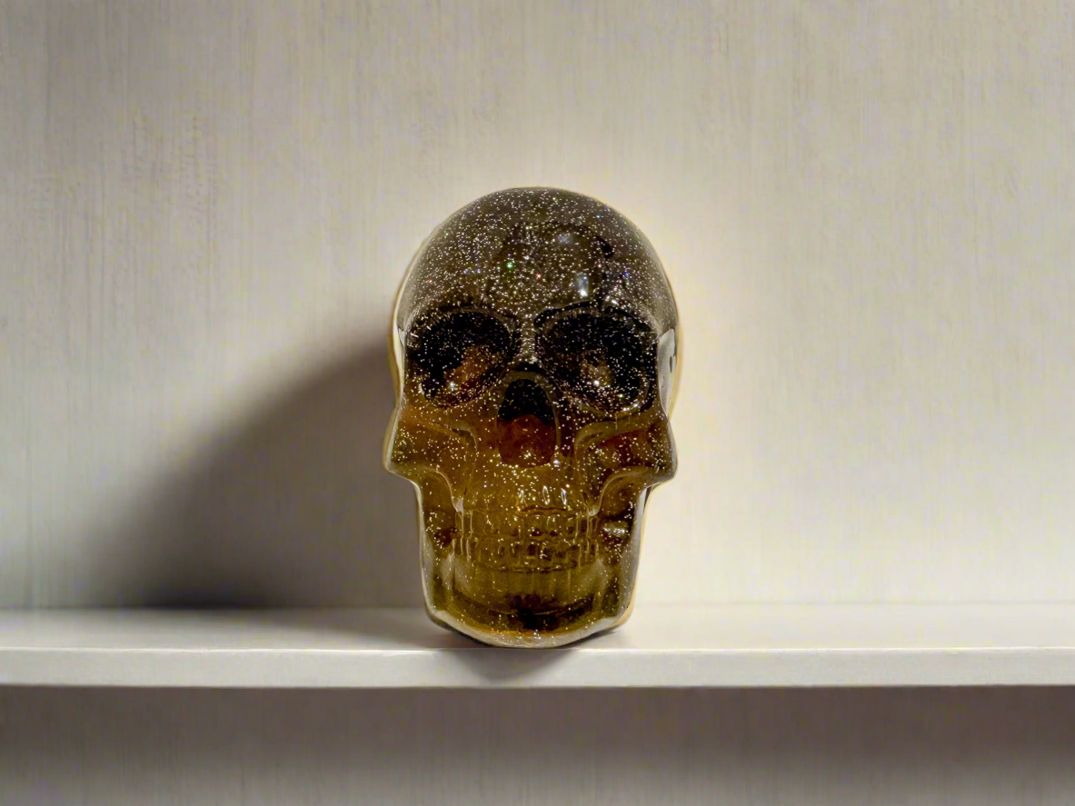 Glitter Skull Figurine